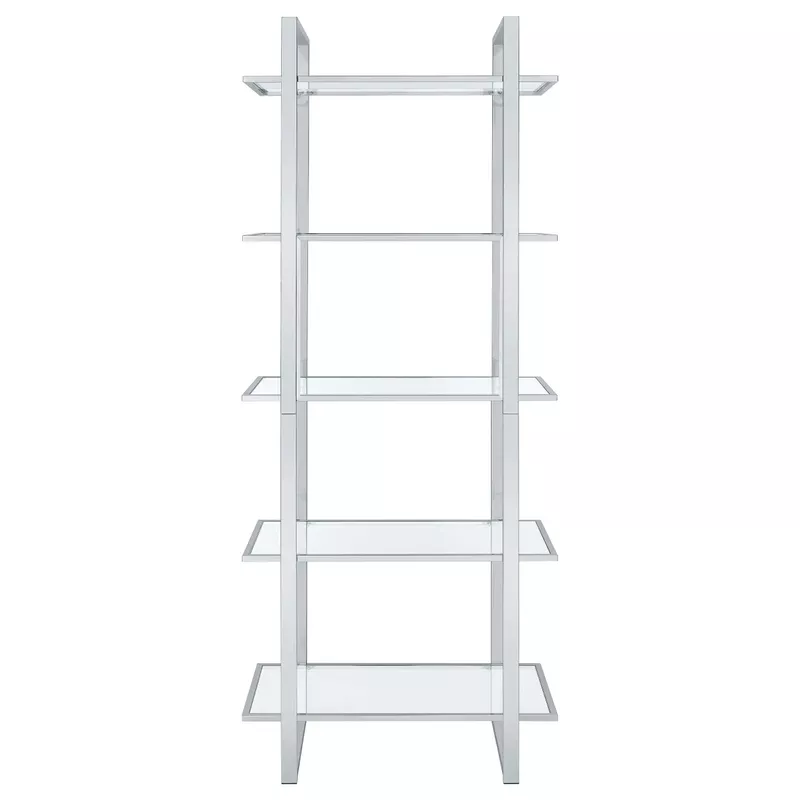 Hartford Glass Shelf Bookcase Chrome