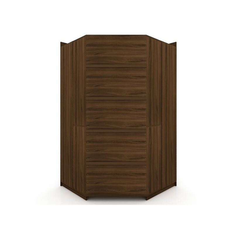 Mulberry Modern Open Corner Closet with 2 Hanging Rods - Brown
