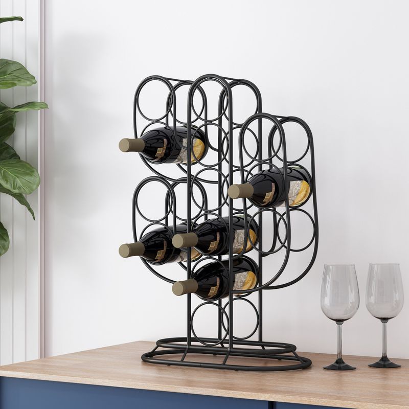 Ferrat  13 Bottle Tabletop Cactus Wine Rack by Christopher Knight Home - Black