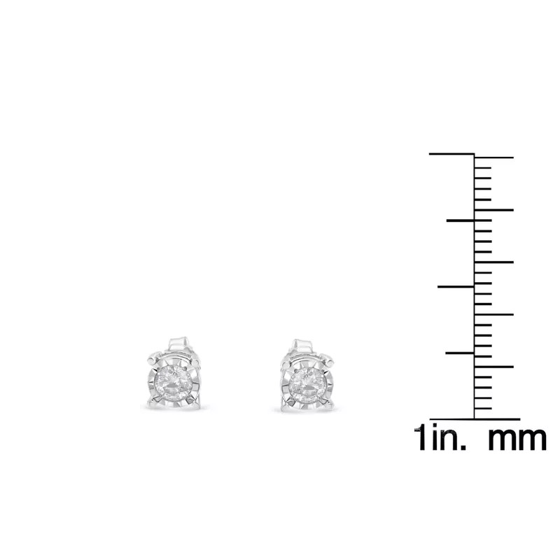 Sterling Silver 1/2 Carat TDW Solitaire Diamond Stud Earrings (H-I, I1-I2)