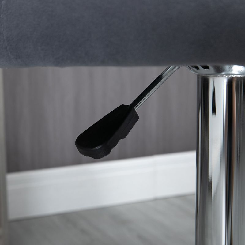 HOMCOM Adjustable Bar Stools Set of 2, Velvet Kitchen Stool, Upholstered Counter Height Barstool with Swivel Seat - Adjustable - Silver...