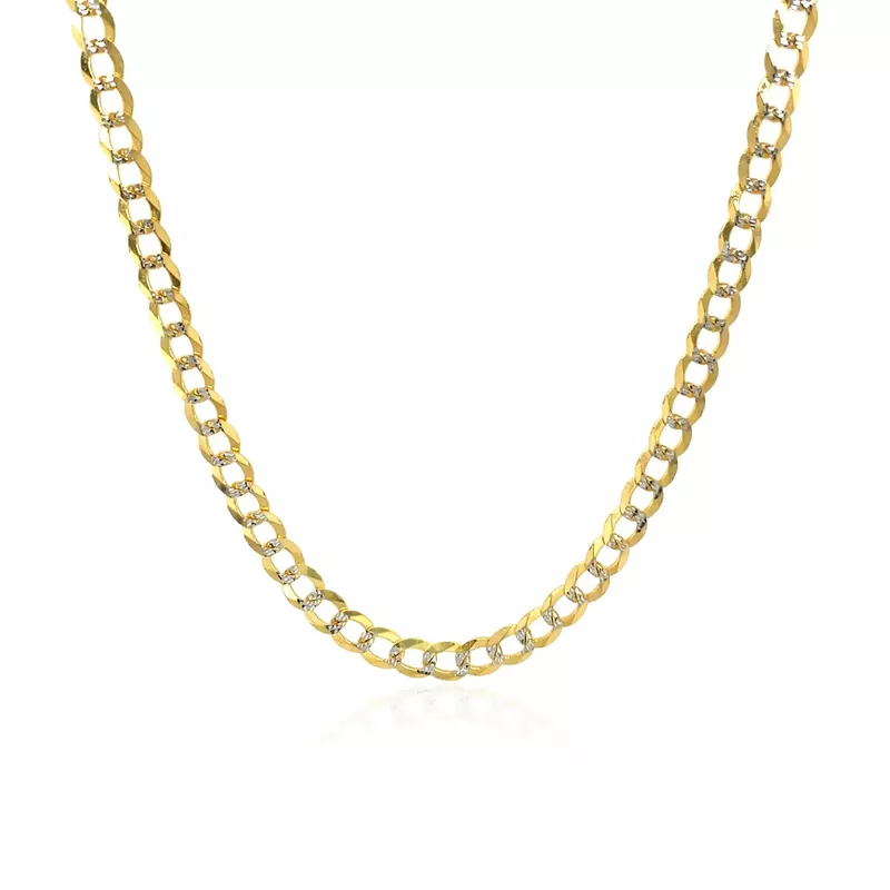 3.2 mm 14k Two Tone Gold Pave Curb Chain (24 Inch)