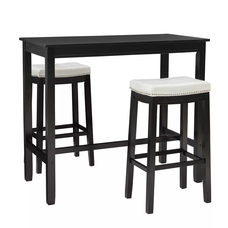 Ansley 3Pc Bar Set Black White