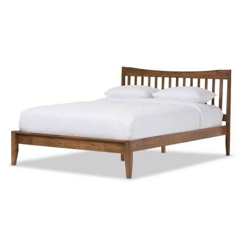 Contemporary Wood Platform Bed by Baxton Studio - Full Size Bed-Walnut Brown