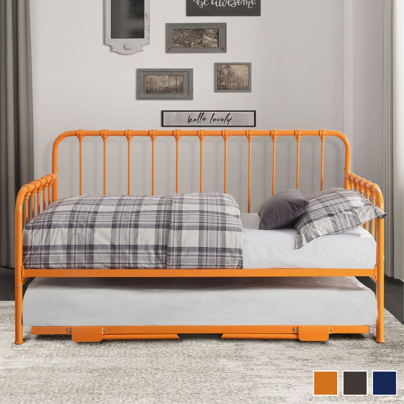 Rent to own Eury Open Frame Metal Daybed with LiftUp Trundle Navy