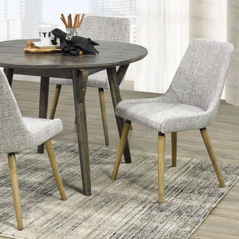 Mia Mid-century Grey Fabric Dining Chairs (Set of 2) - Mia Fabric Side Chairs Grey legs/Light Grey Fabric