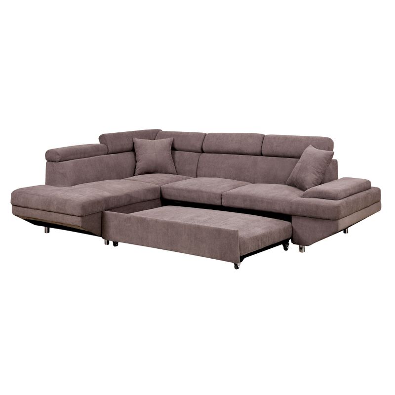 Furniture of America Laurel Contemporary Brown Flannelette Sleeper Sectional - Brown