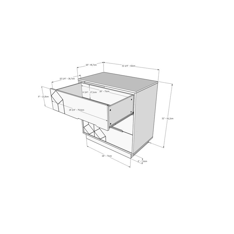 Nexera 3-Drawer Chest, White - White - 3-drawer