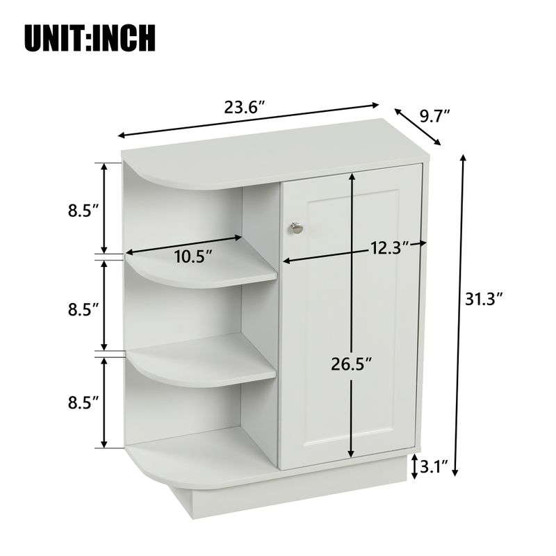 Modern Bathroom Storage Cabinet Open Style Shelf Cabinet with Adjustable Plates Ample Storage Space. - Grey