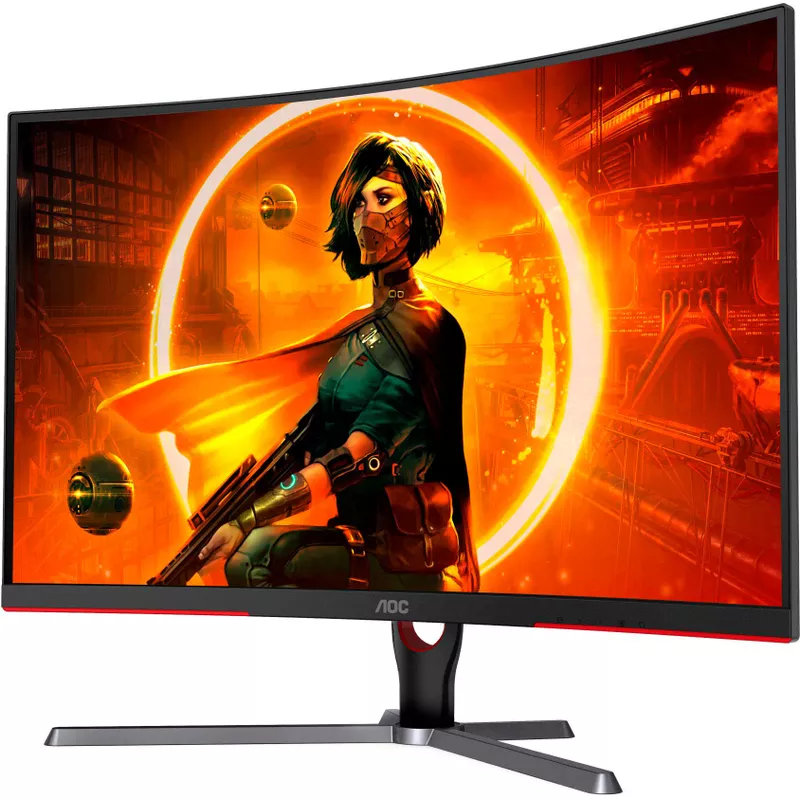 AOC - CQ32G3SE 32" LCD Curved QHD FreeSync Premium Monitor - Black/Red