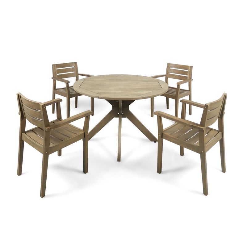 Stamford Outdoor 5-piece Wood Dining Set by Christopher Knight Home - Brown