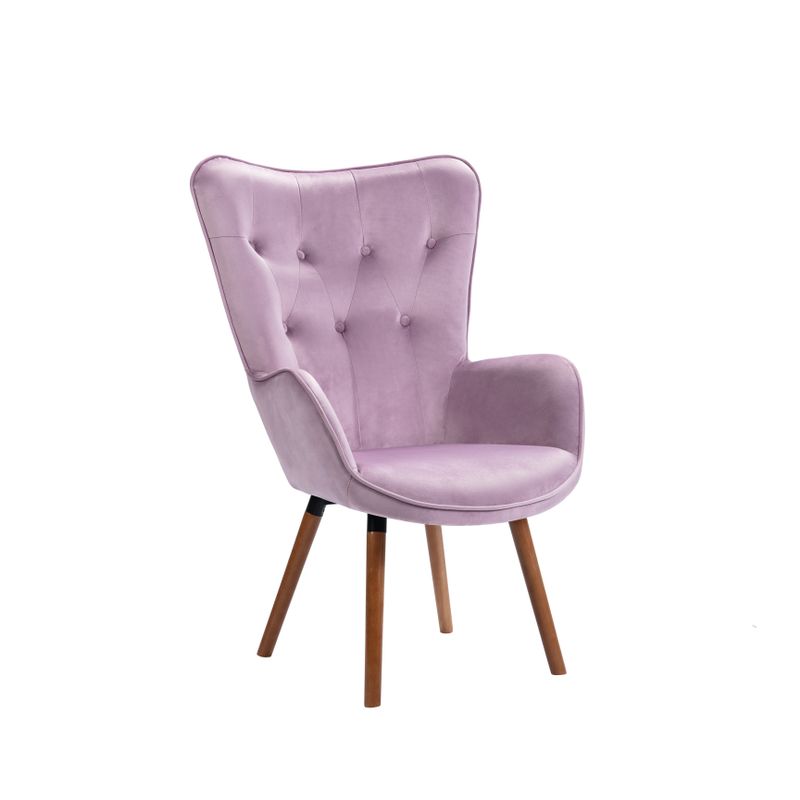 Porthos Home Fosco Arm Chairs For Living Room, Wingback in Velvet - Pink