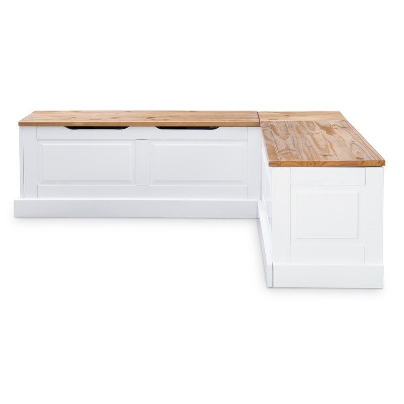 Josie L-shaped Backless Breakfast Nook Bench - Natural/White