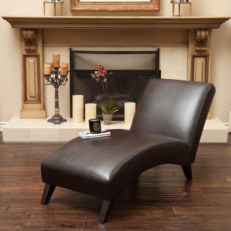 Finlay Leather Chaise Lounge by Christopher Knight Home - Finlay Brown Chaise Lounge