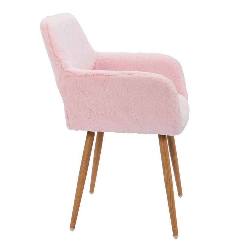 Dining Side Chairs with Fabricated Fur and Solid Painting Steel Leg - Pink