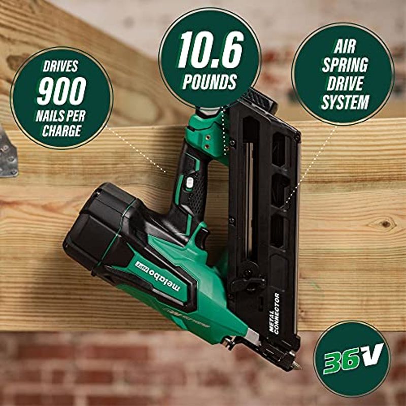 Metabo HPT 36V MultiVolt Cordless Metal Connector Nailer | Includes Battery and Charger | NR3665DA