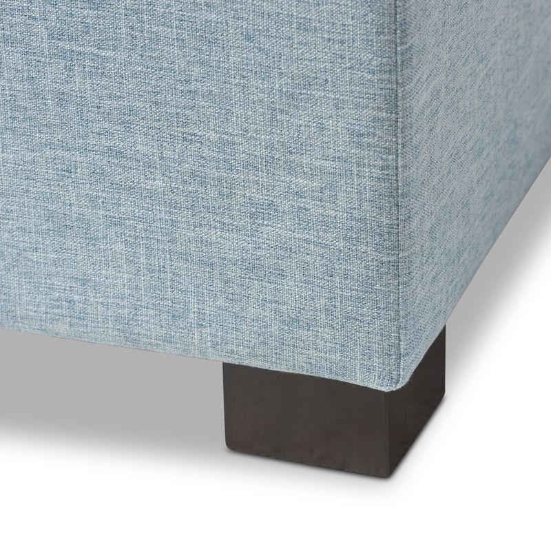 Baxton Studio Alcmene Modern and Contemporary Light Blue Fabric Upholstered Grid-Tufting Storage Ottoman Bench - Bench-Light Blue