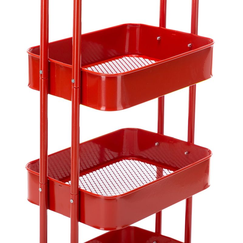 4-Tier Metal Utility Cart with Wheels Storage Shelves Organizer - 17.7"x13.7"x42.9" - Blue