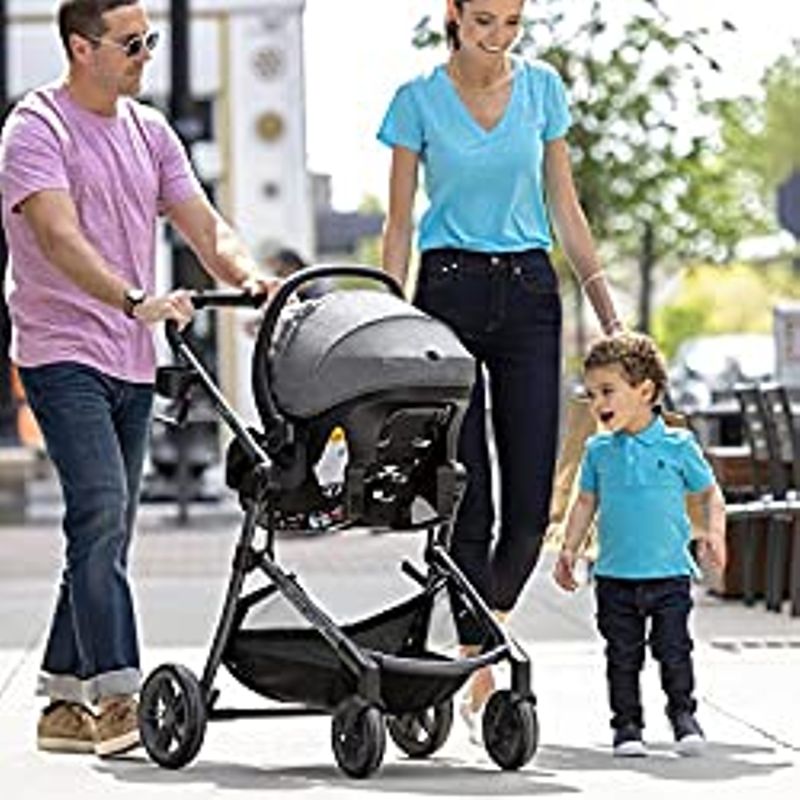 Evenflo Pivot Vizor Travel System with LiteMax Infant Car Seat (Chasse Black)