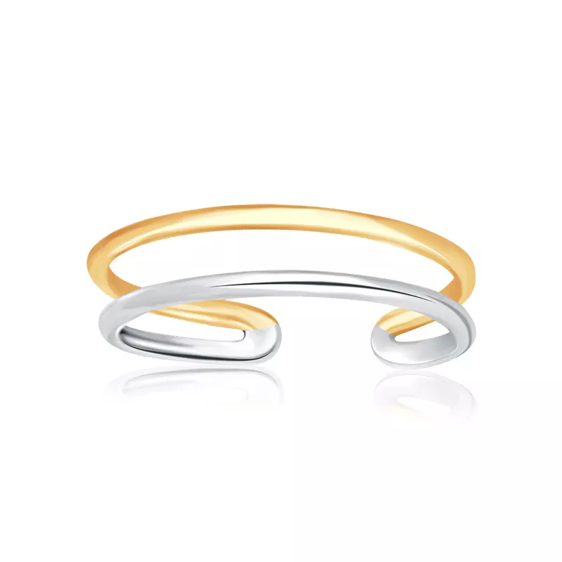 14k Two Tone Gold Toe Ring with a Fancy Open Wire Style