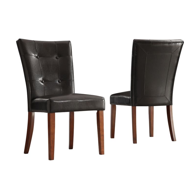 Tufted Button Back Dark Brown PU Dining Chair (Set of 2) by iNSPIRE Q Classic - Tufted back Parson Side Chair - Vinyl (set of 2)