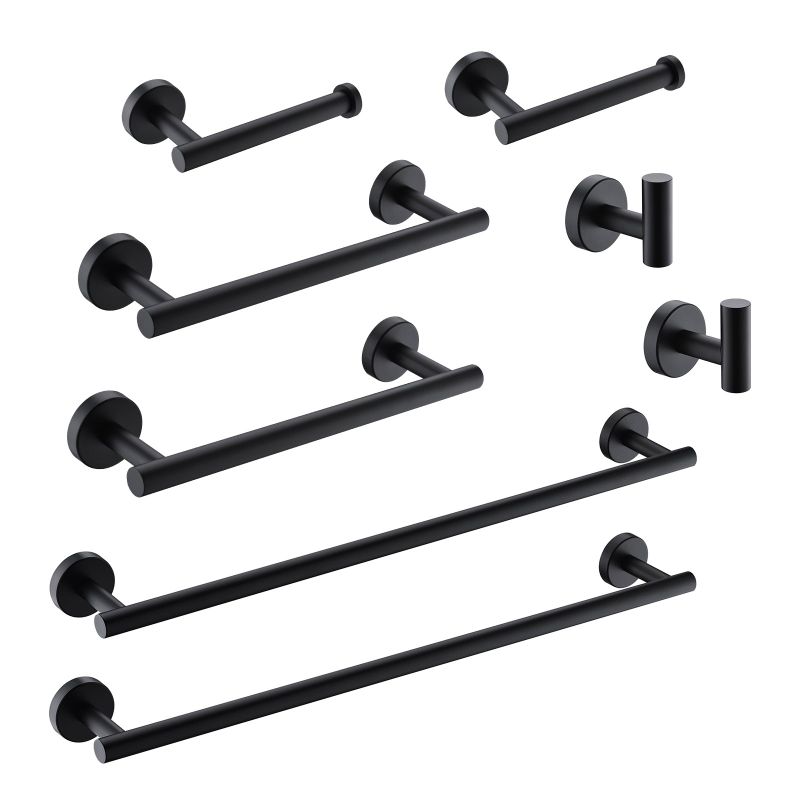 Multi-piece 304 Stainless Steel Bathroom Hanger - Matte - Black