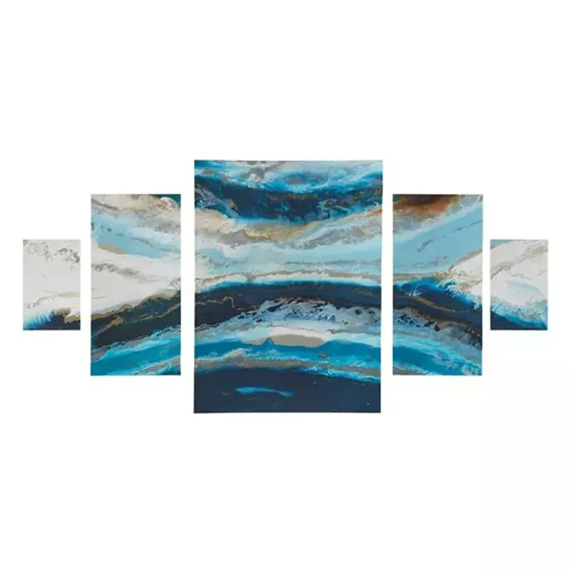 Midnight Tide Blue Abstract 5-piece Canvas Wall Art Set