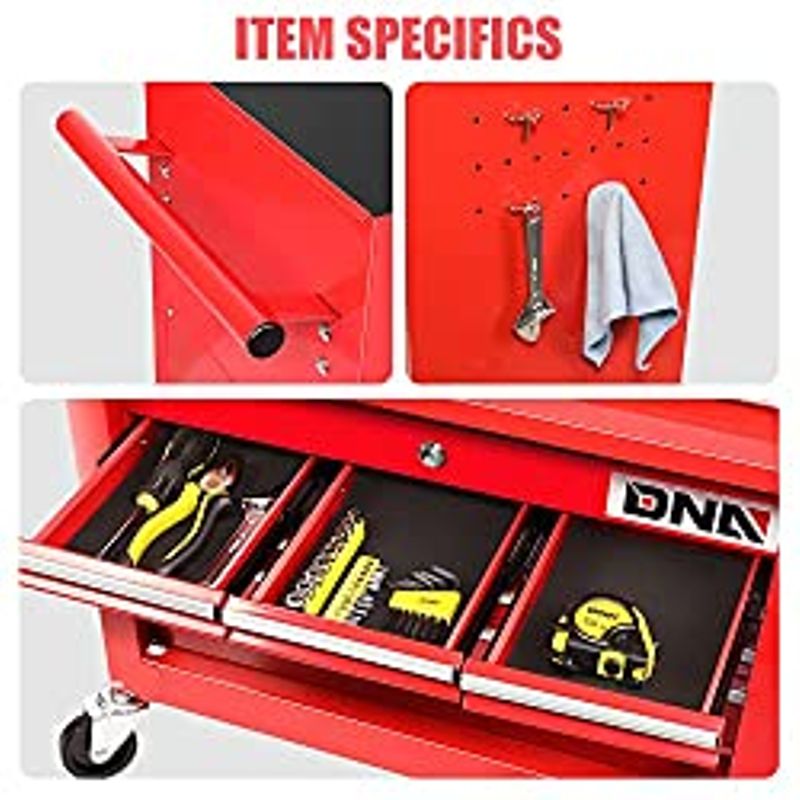 DNA MOTORING TOOLS-00265 2 Pcs Combination Tool Rolling Cabinet 2-in-1 Detachable Toolbox Organizer Chest High Capacity Storage with...