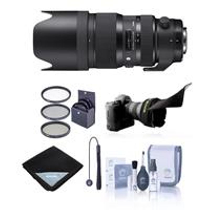 Sigma 50-100mm f/1.8 DC HSM Art Lens for Nikon Cameras - Bundle with 82mm Filter Kit, Flex Lens Shade, Lens Wrap (19x19), Cleaning Kit,...