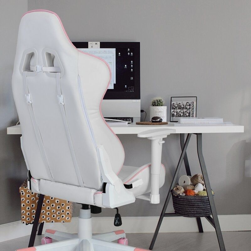 Pink Gaming Chair with Lumbar Support - Pink