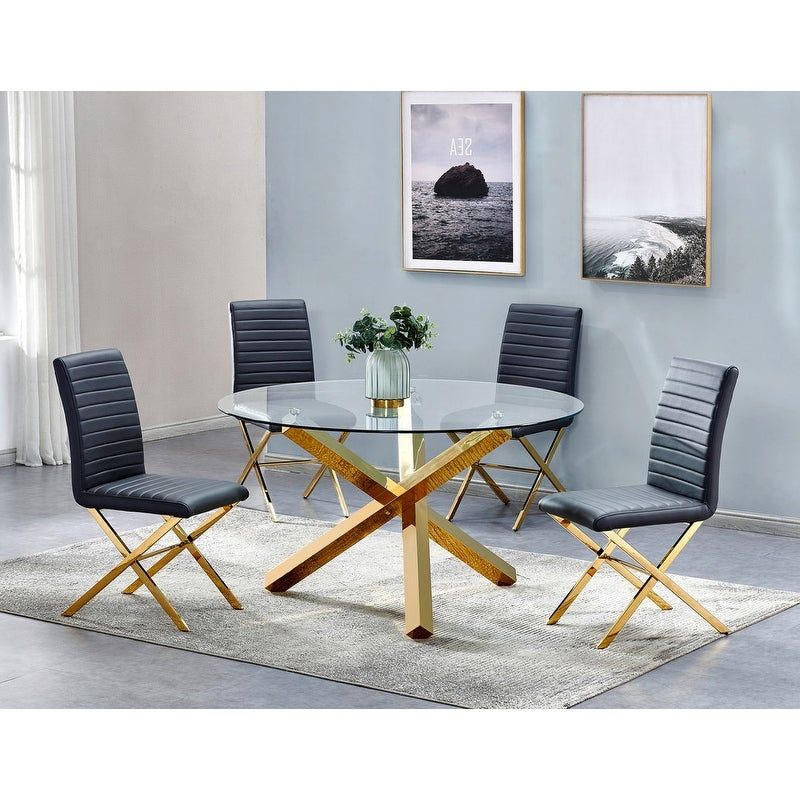 Strick & Bolton Simms Stainless Steel 5-piece Dinette Set - Grey/ Silver