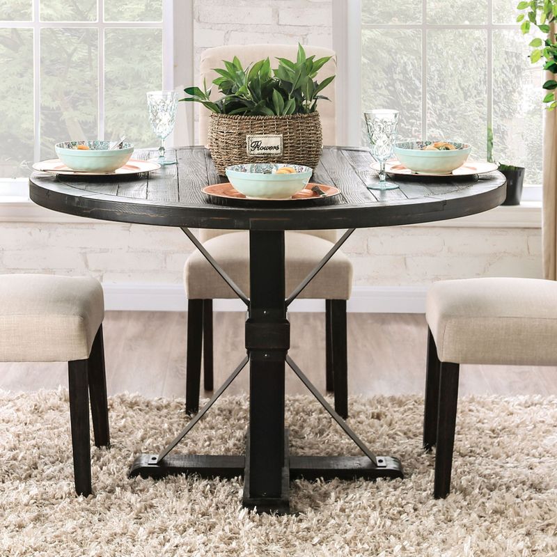 Furniture of America Lakeside Rustic Black 48-inch Dining Table - Antique Black