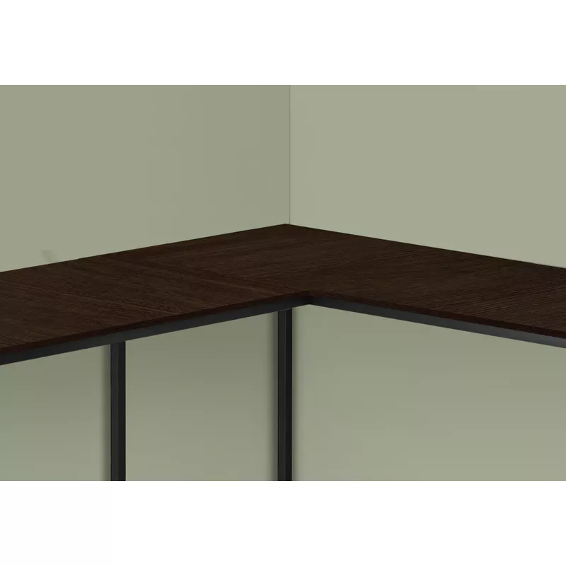 Computer Desk/ Home Office/ Corner/ 58"L/ L Shape/ Work/ Laptop/ Metal/ Laminate/ Brown/ Black/ Contemporary/ Modern