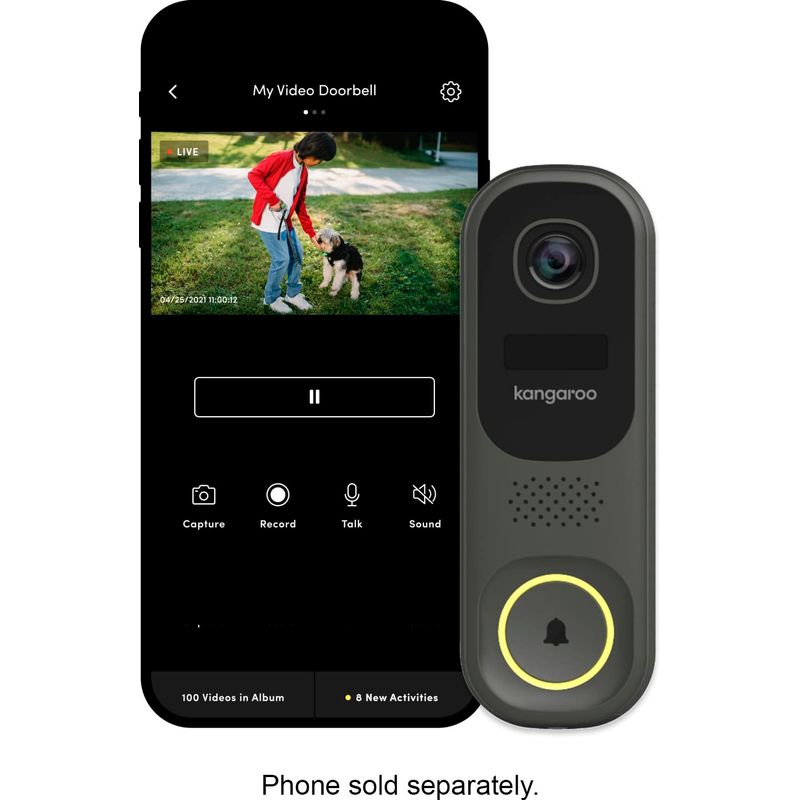 Alt View Zoom 11. Kangaroo - Smart Wi-Fi Video Doorbell with Chime - Black