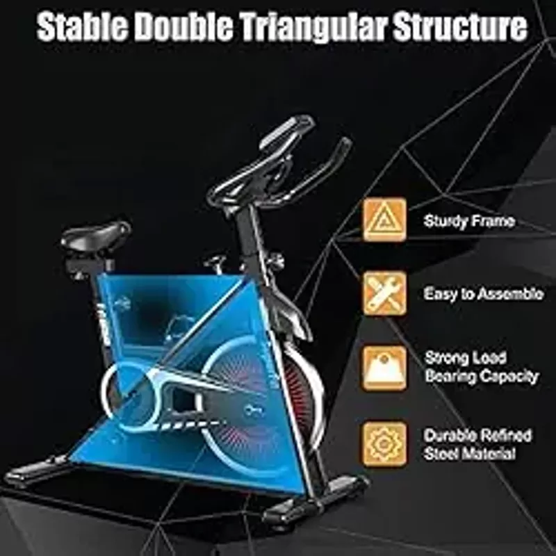 GLOBALWAY Indoor Cycling Bike, Exercise Bike w/ Resistance Adjustment, Stationary Fitness Machine w/ Comfortable Seat Cushion, Silent Belt Drive, Phone Holder, Fitness Training Bike for Home Gym