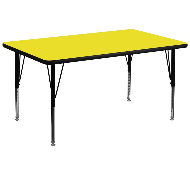 36''W x 72''L Rectangular HP Laminate Activity Table - Adjustable Short Legs - Red