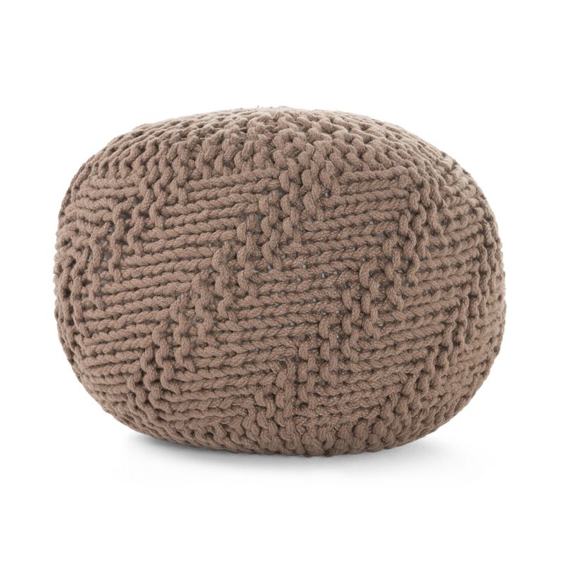 Hazel Indoor Handcrafted Modern Fabric Pouf by Christopher Knight Home - Dark Grey