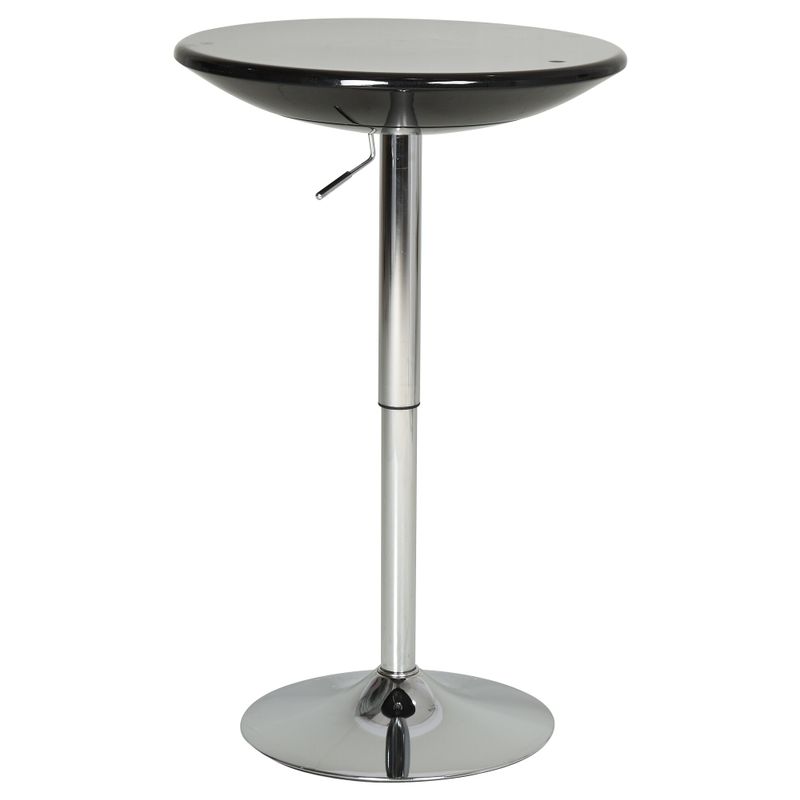 HOMCOM Round Cocktail Bar Table Metal Base Tall Bistro Pub Desk Adjustable Counter Height Black Silver - Black