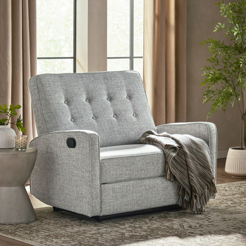 Calliope Tufted Oversized Recliner Chair by Christopher Knight Home - Light Grey Tweed/Black