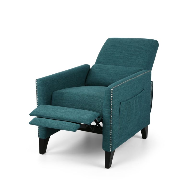 Alscot Contemporary Fabric Push Back Recliner by Christopher Knight Home - Teal