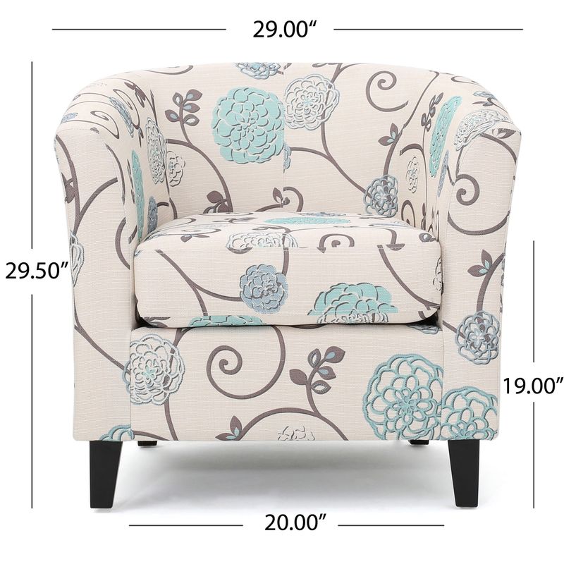 Preston Floral Fabric Club Chair by Christopher Knight Home - White/Blue Floral Pattern