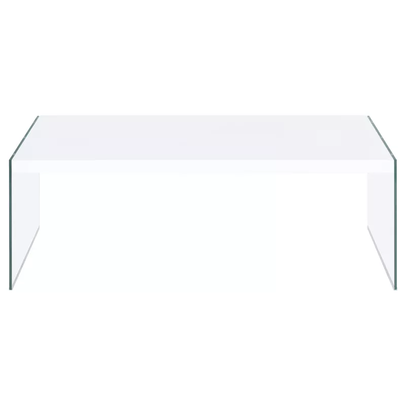 Opal Rectangular Coffee Table With Clear Glass Legs White High Gloss