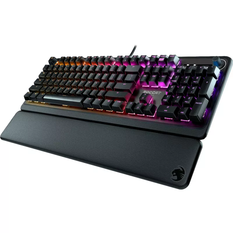 ROCCAT - Pyro Full-size Wired Mechanical Linear Switch Gaming Keyboard with RGB, Brushed Aluminum Top, and Detachable Palm Rest - Black