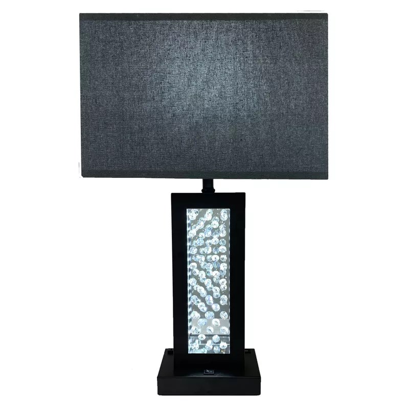 Contemporary Metal On-Off Line Switch Table Lamp with USB in Black