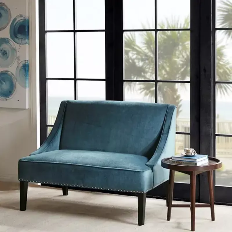 Blue, Brown Avalon Swoop Arm Settee