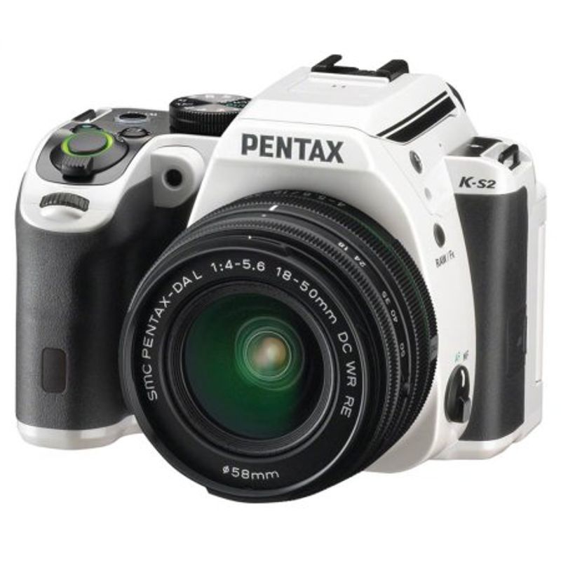 20.0 Megapixel K-S2 18-50WR Digital SLR Camera in White with Racing Stripe