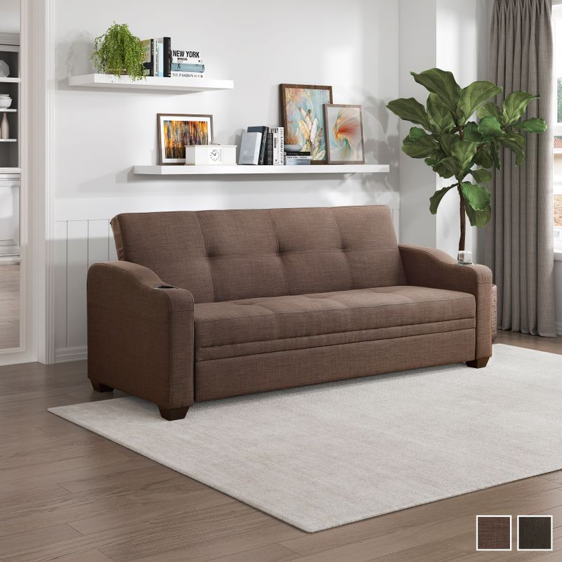 Chama Convertible Futon Sofa - Grey (Fabric)