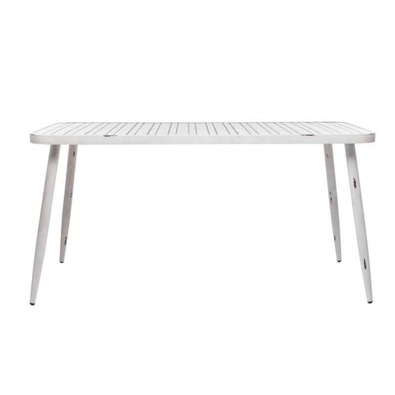 White Aluminum Farmhouse Outdoor Dining Table - 59 x 28 x 30