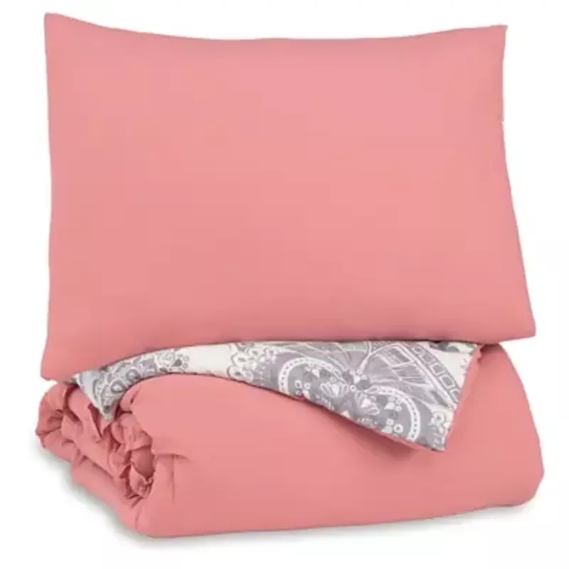 Pink/White/Gray Avaleigh Twin Comforter Set