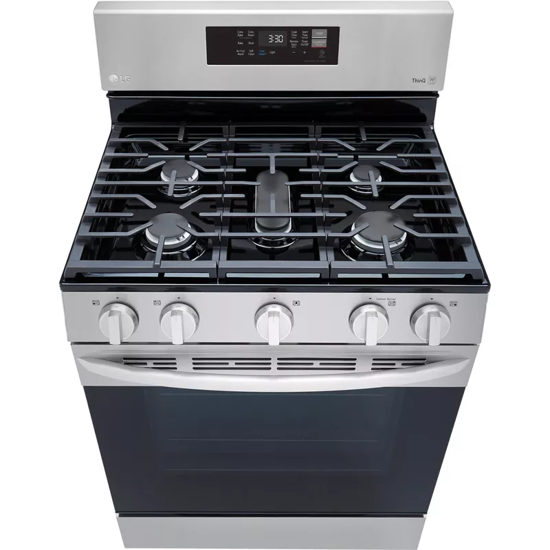 LG - 5.8 Cu. Ft. Smart Freestanding Gas True Convection Range with EasyClean and AirFry - Stainless Steel